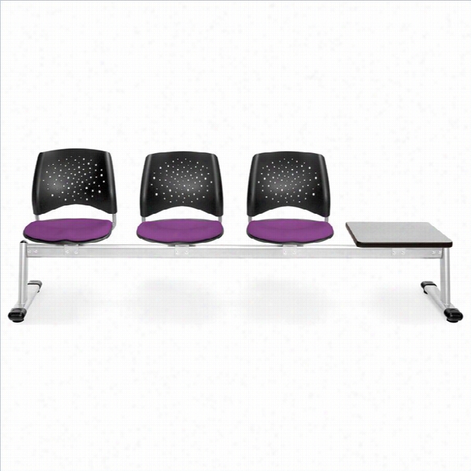 Ofm Star Beam Seating With 3 Seats And Table In Plum And Gray