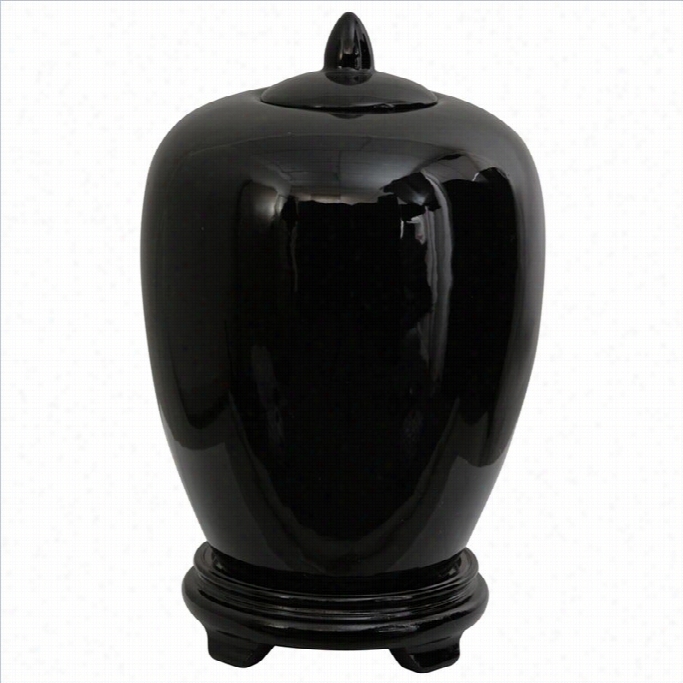 Oriental  Furniure 11 Solid Vase Jar In Black