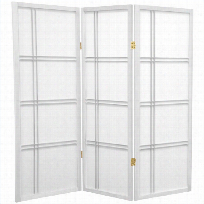 Oriental Furnitrue 4' Tall Hoji Screen With 3 Panel In White