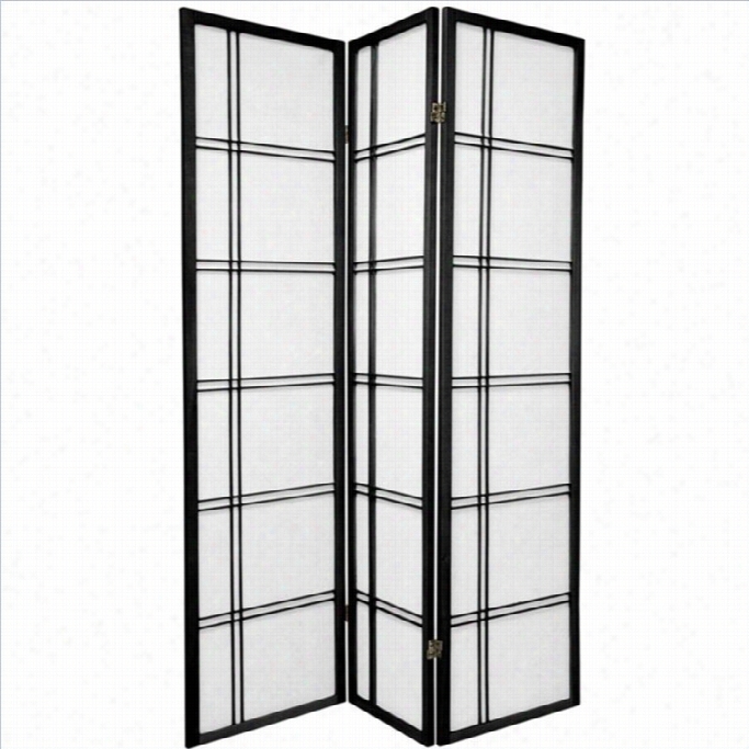 Oriental Furiture Double Cross Shoji Screen Double Side In Black