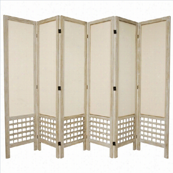 Oriental Appendages Tall Open Lattcie 6 Panel Room Divider In White