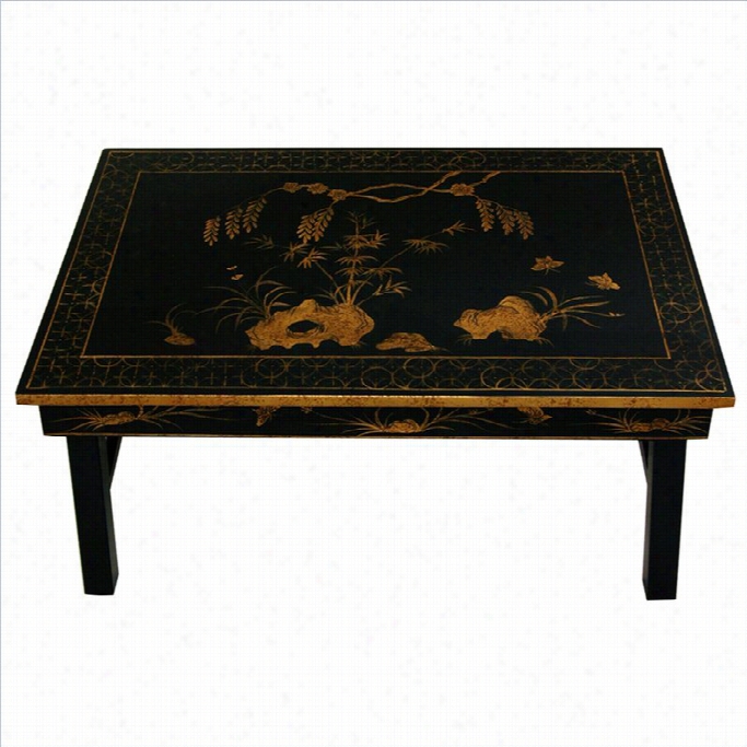 Oriental Furniture Tea Table With Foldbale Legs In Black