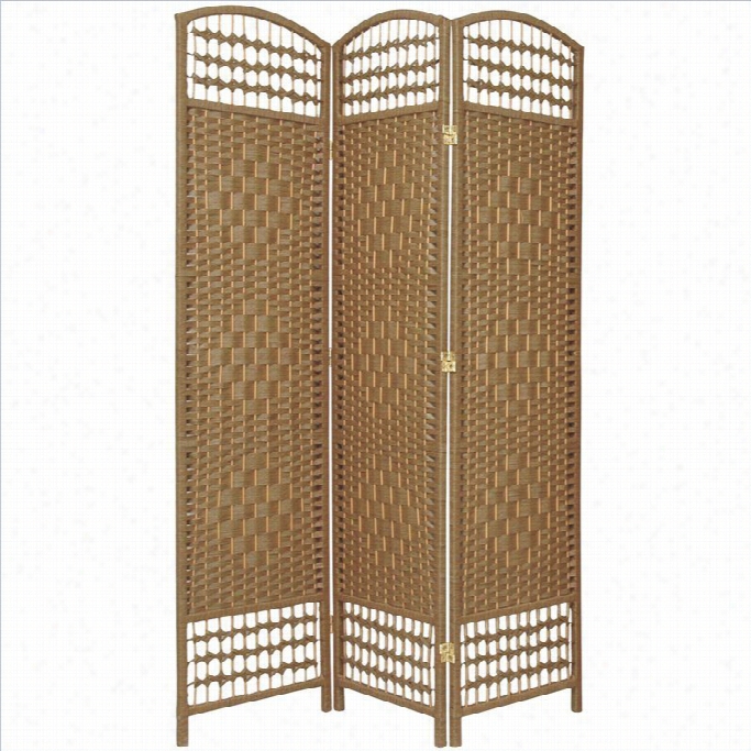 Oriental Furniture Three Panel Fiber Weave Room Divider In Natural