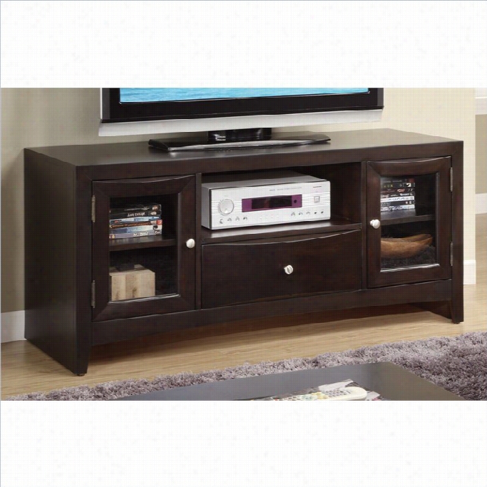 Poundex T V Stand In Ddark Brown