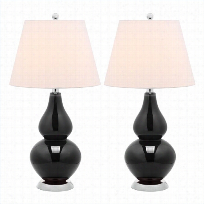 Safavieh Cybil Glass Double Gourd Lamp In Black (set Of 2)