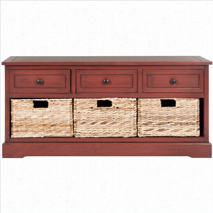 Safavieh Damien 3 Drawer Storage Unitin Red