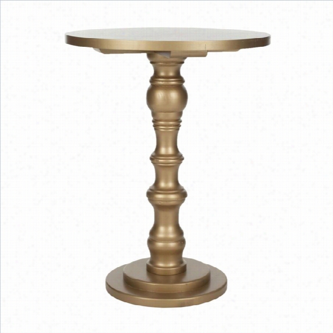 Safaiveh Greta Pine Wood  Accennt Table In Gold