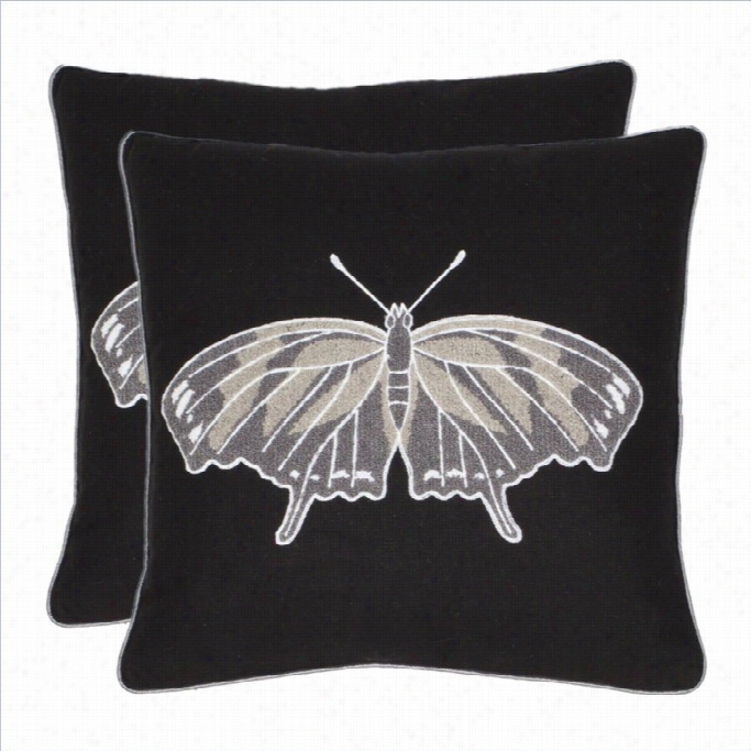 Safavieh Orchard Butterfly 18 Decorative Pillows In Black (set Of 2)