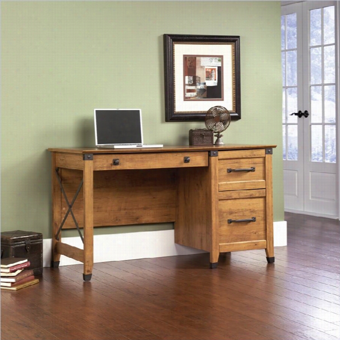 Sauder Registry Row Desk In Amber Pine