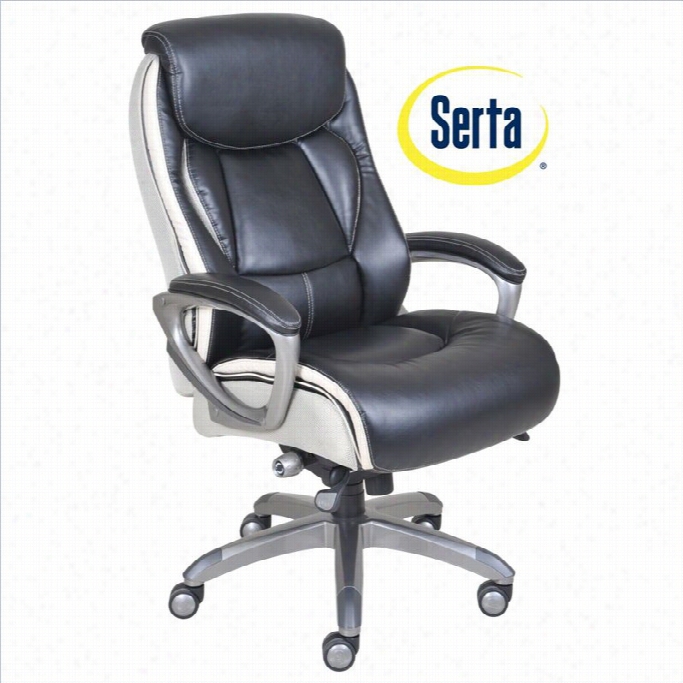 Serta Smart Laeyrs Ergonokic Leather Exceutive Office Chair In Black