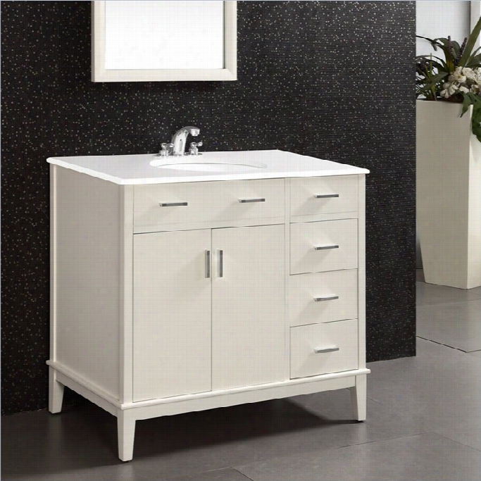 Simpli Home Urban Loft 7 Bath Vanity With Quartz Marble Summit In White