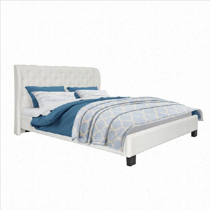 Sonax Corliving Fairfield Tufted Queen Bed In White Onded Leeatehr