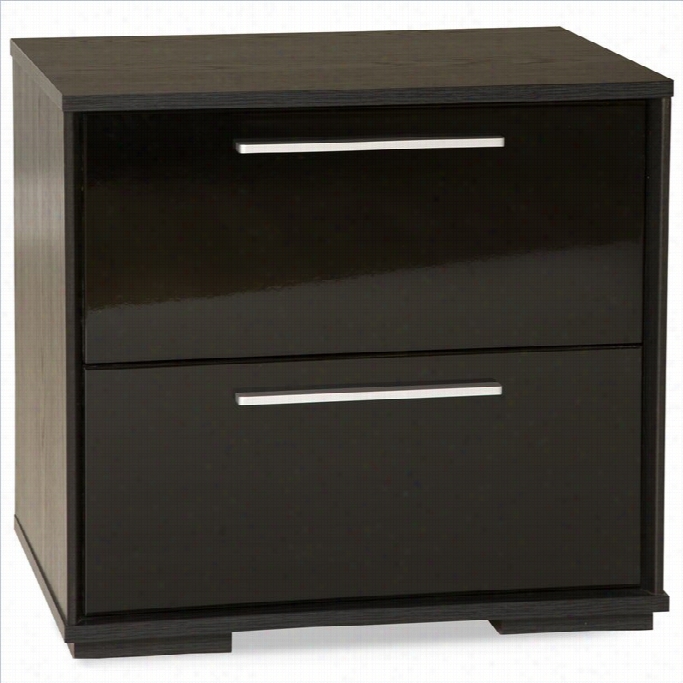 South Shore Mikka Contemporary Style Night Stand In Black Oak