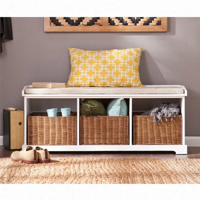 Southerly Enterprises Lorng Entryway Storage Bench In White