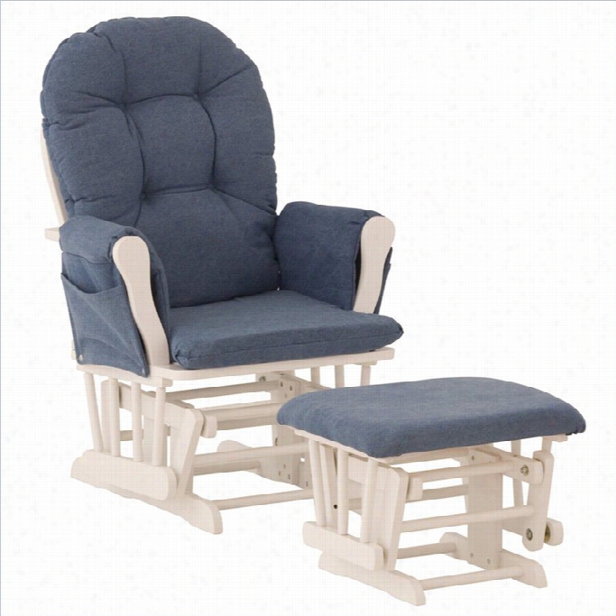 Sto Rk Craft Custom Hoop Glider And Ottoman In White And Denim