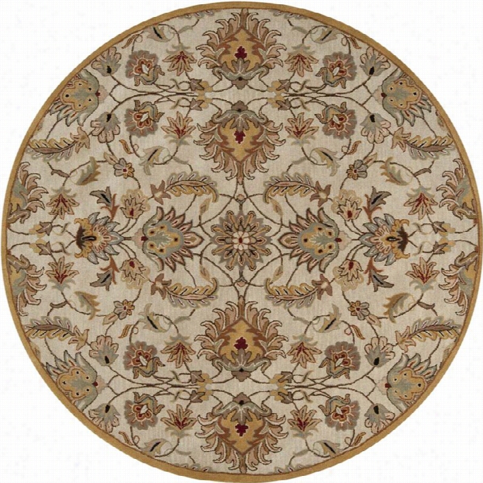 Surya Casar 8' X 8' Round Hand Tufted Wool Rug In Neutrap