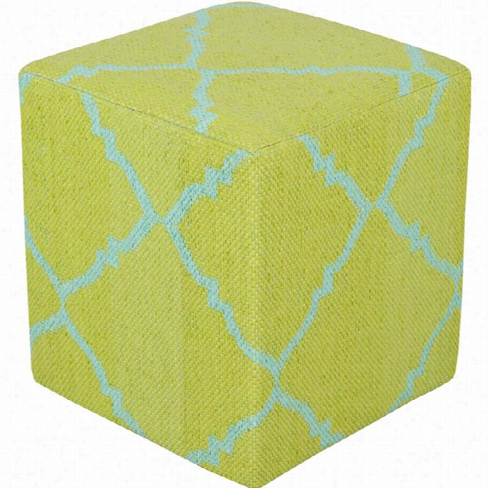 Surya Picnic Cube Pouf Ottoman In Green