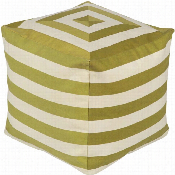 Surya Ppayhouse Cotton Cube Pouf Ottoman  In Green