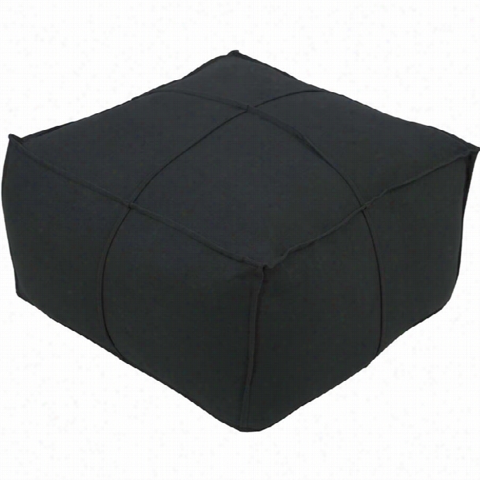 Surya Solid Linen Cube Pouf Ottoman In Charcoal