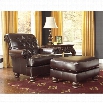 Ashley Weslynn Place Faux Leather Chair with Ottoman in Burgundy