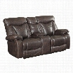 Coaster Zimmerman Faux Leather Motion Reclining Loveseat in Brown
