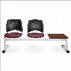 OFM Star 3 Beam Seating with 2 Vinyl Seats and Table in Wine and Cherry