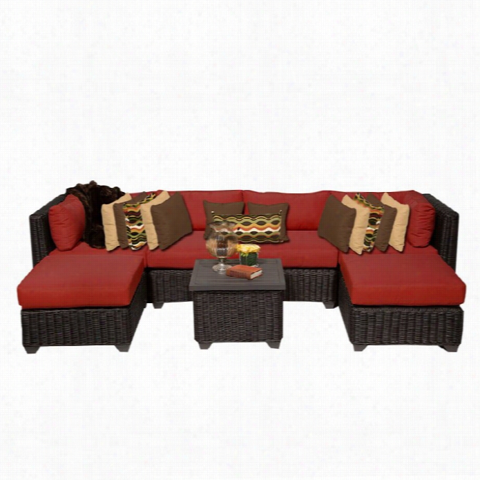 Tkc Venice 7 Piece Outdoor Wicker Sofa Set In Terracotta