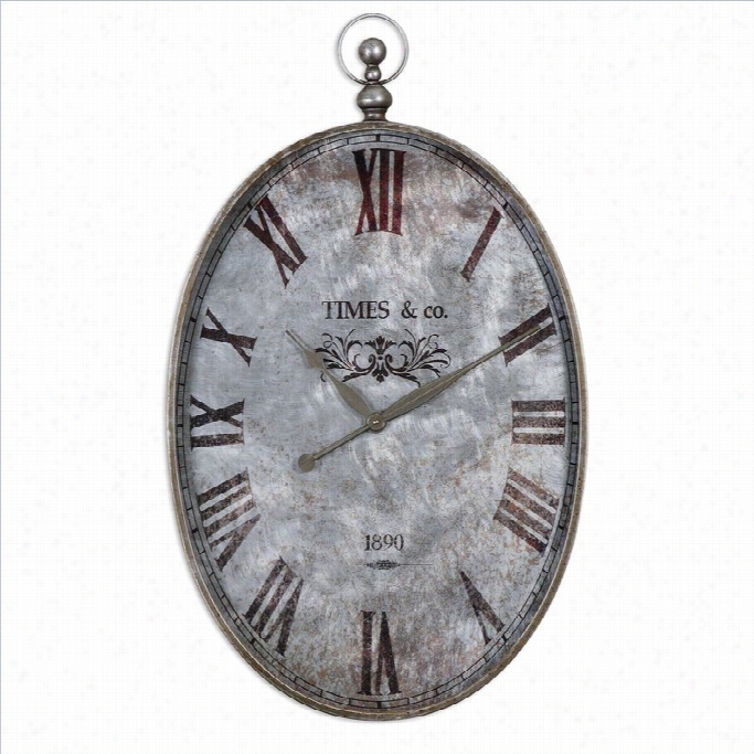 Uttermost Argento Antique Wall Clock In  Brushed Aluminum