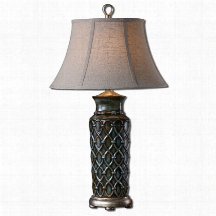 Uttermost Valenza Tble Lamp In Burnished Wash Over Blue Glaze