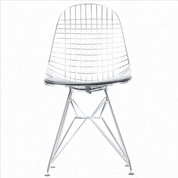 Volo Design Wire Dining Chair In Chrome With Black Cushion (ste Of 2)