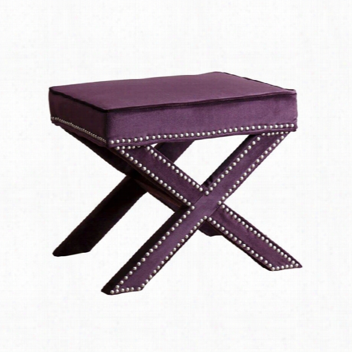 Abbyson Livelihood Arc Microsuede Nailhead Trim Ottoman In Purple