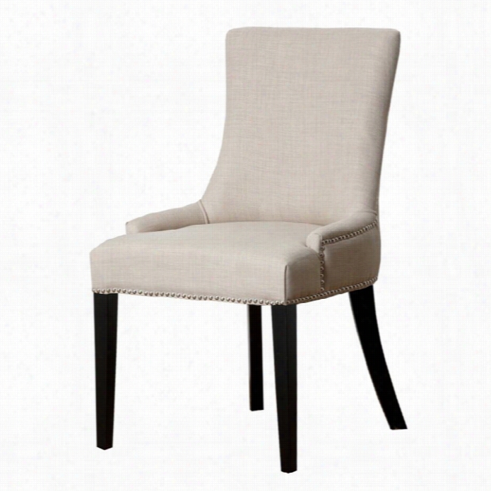 Abbysonliving Huson Naailhead Fabric Dining Chair In White