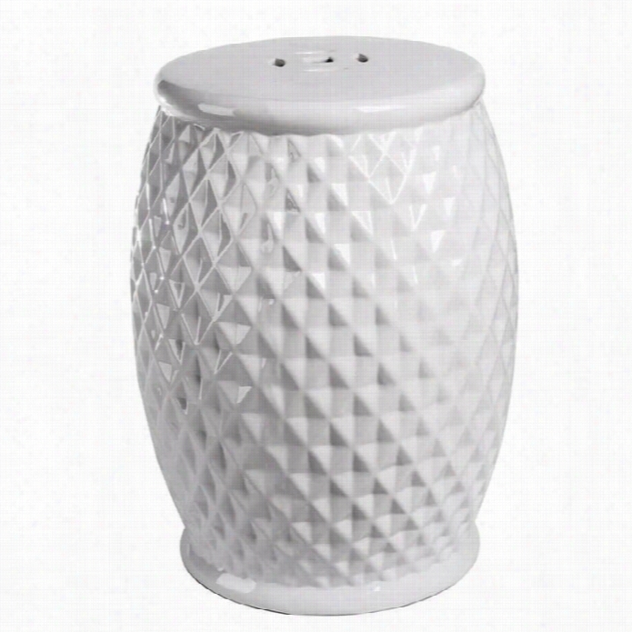 Abbyson Living Royala Tufted Ceramic Garden Stool Iin White