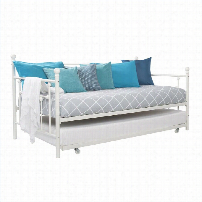 Ameriwood Manila Metal Twin Ddaybed Wit H Trundle In White