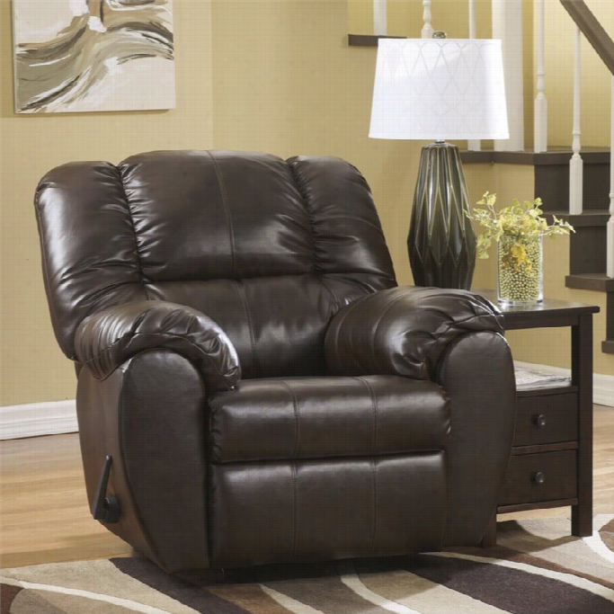 Ashley Dylan Leather Rocker Recliner In Espresso