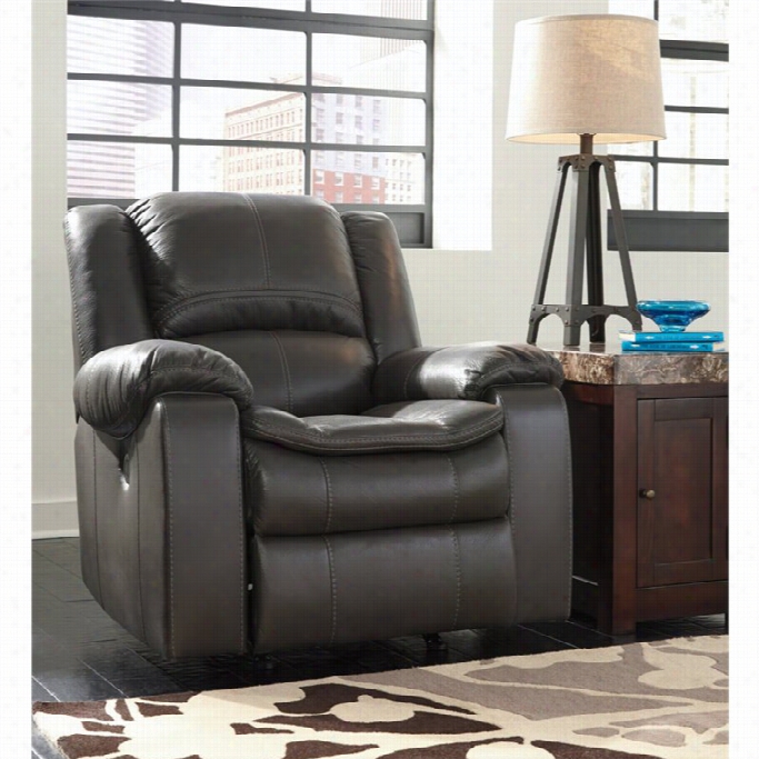 Ashley Long Knight Faux Leather Rocker Reclkner Iin Gray