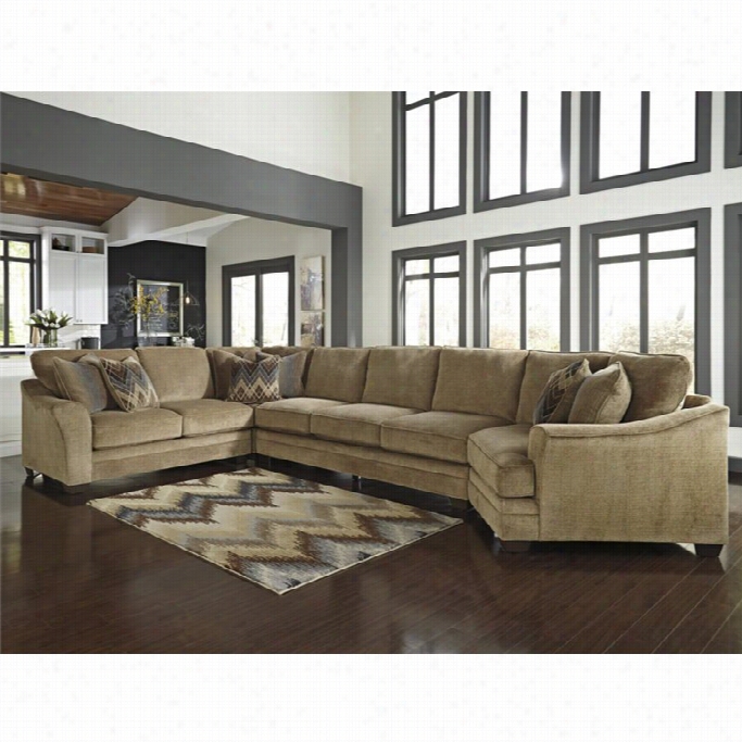 Ashley Lonsdale 4 Piee Right Cuddler Sofa Sectional In Barley