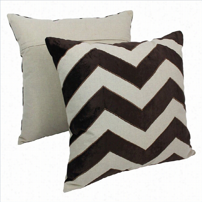 Blazing Needles I Ndian Chevron Throw Pillow In Brown And  Natural (set Of 2)