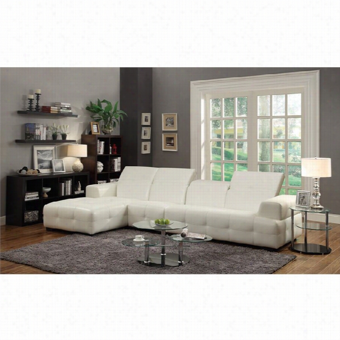 Coaster Corner Sectional With Accent Chair In White