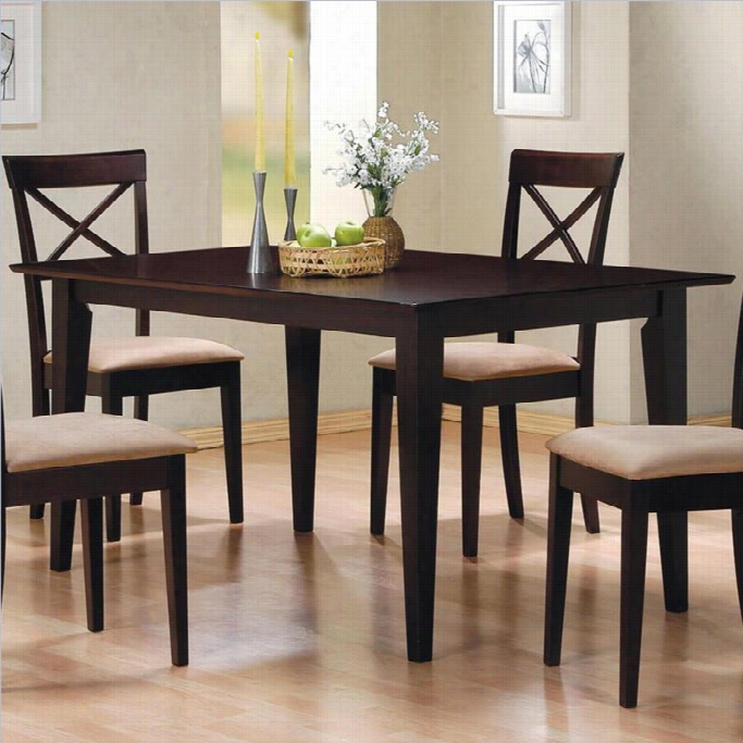 Coaster Hyde Retangular Leg Dining Table In Rich Adrk Cappuccno