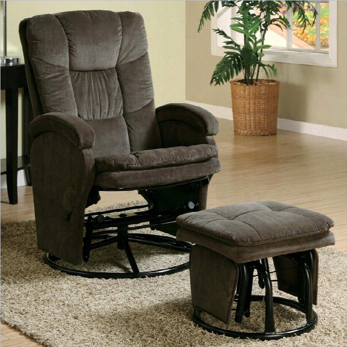 Cooaster Recliners With Ottomans Recliniing Glider In Chocolate Chenille