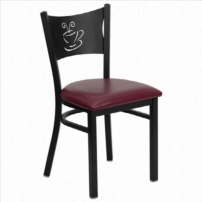 Flash Furnoture Hercules Black Backk Metal Dining Chair In Burgun Dy