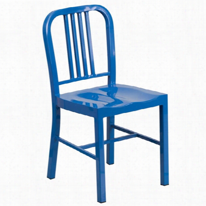 Flash Furniture Metal Dining Char In Blue