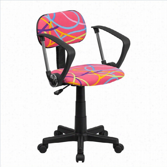 Flash Furniture Umlti-colored Swirls Computer Officec Hair With Arms In Pink