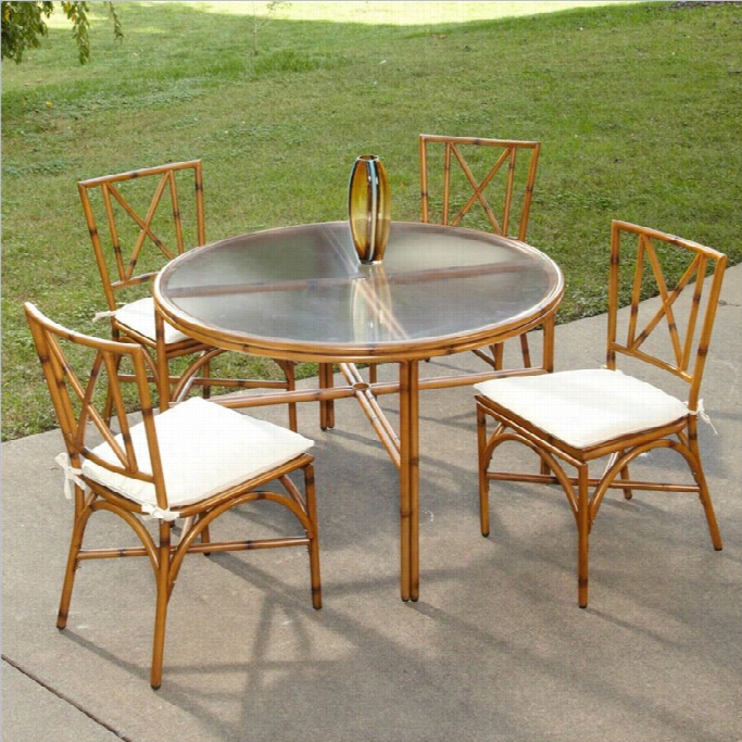 Home Styoes Bimini Jim 5  Piece Metal Patio Dining Set-42 Inch Table