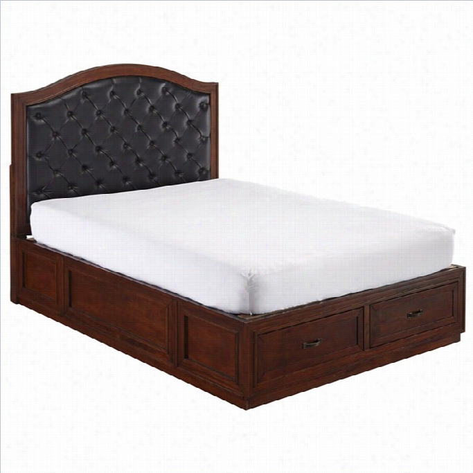 Home Styles  Duet Bed With Black Leather In Rustic Cherry-qeuen