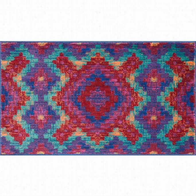 Loloi Sibaelle 3' Round Powre Loomed Rug In Red And Teal