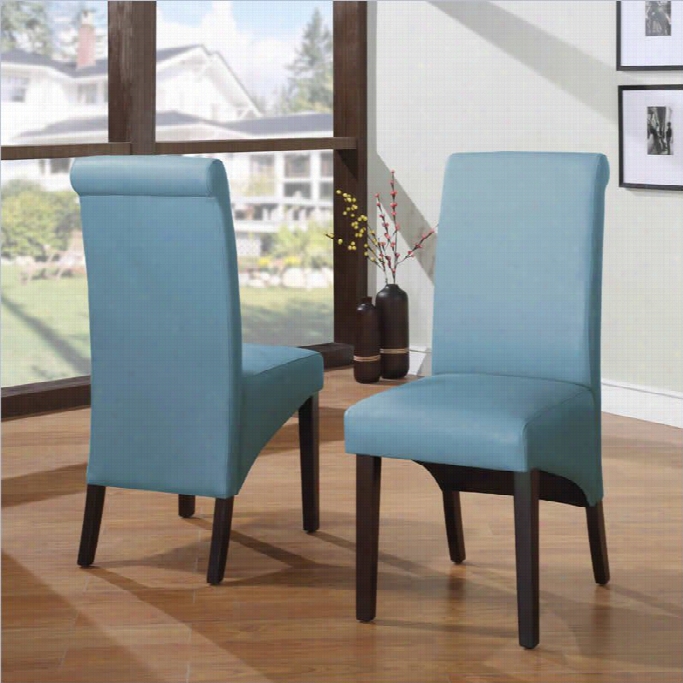 Modus Cosmo Sleigh Back Parson Dining Chair In Sky (set Of 2)