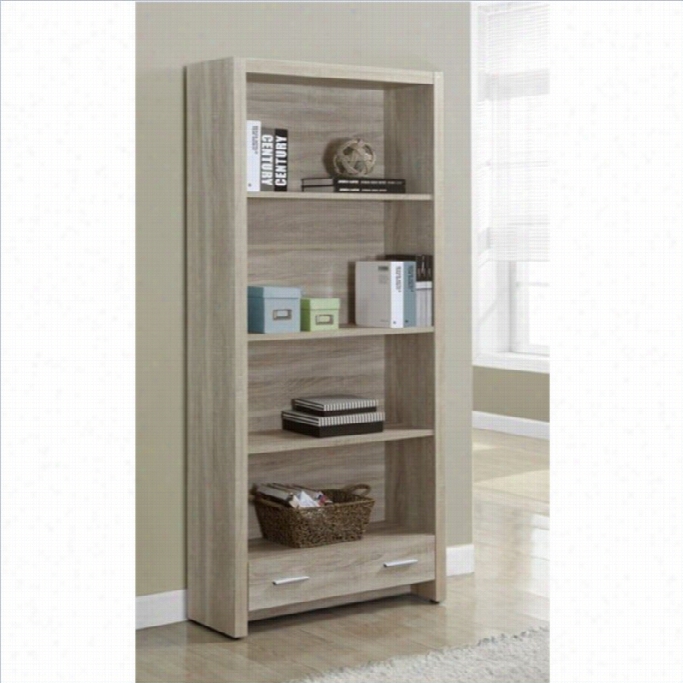 Monach 71 Bookcase With Storage Drawer In Natural