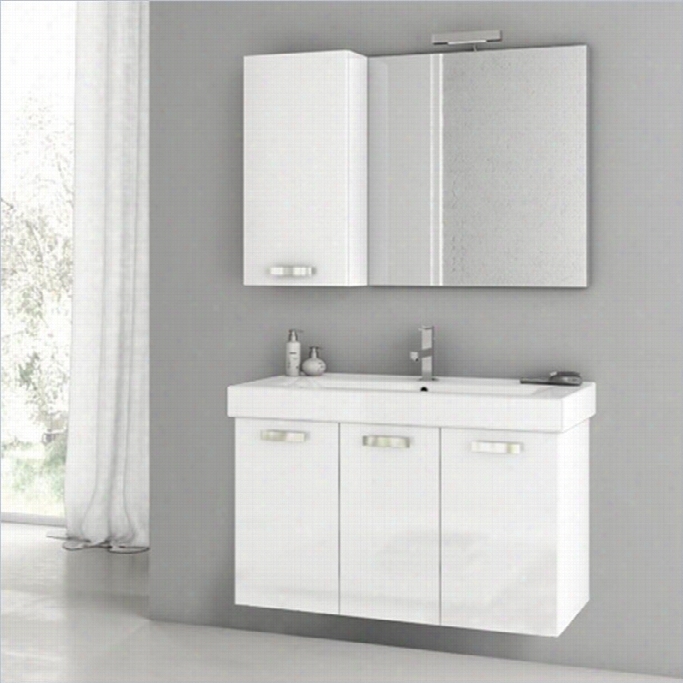 Nameek's Cubical 37 Wll Mounted Bathroomm Vanity Set In Glosy White